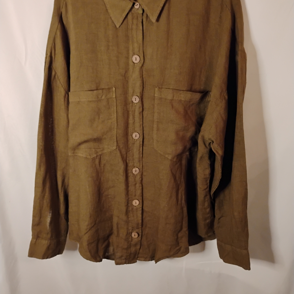 Zara Olive Button Down Shirt